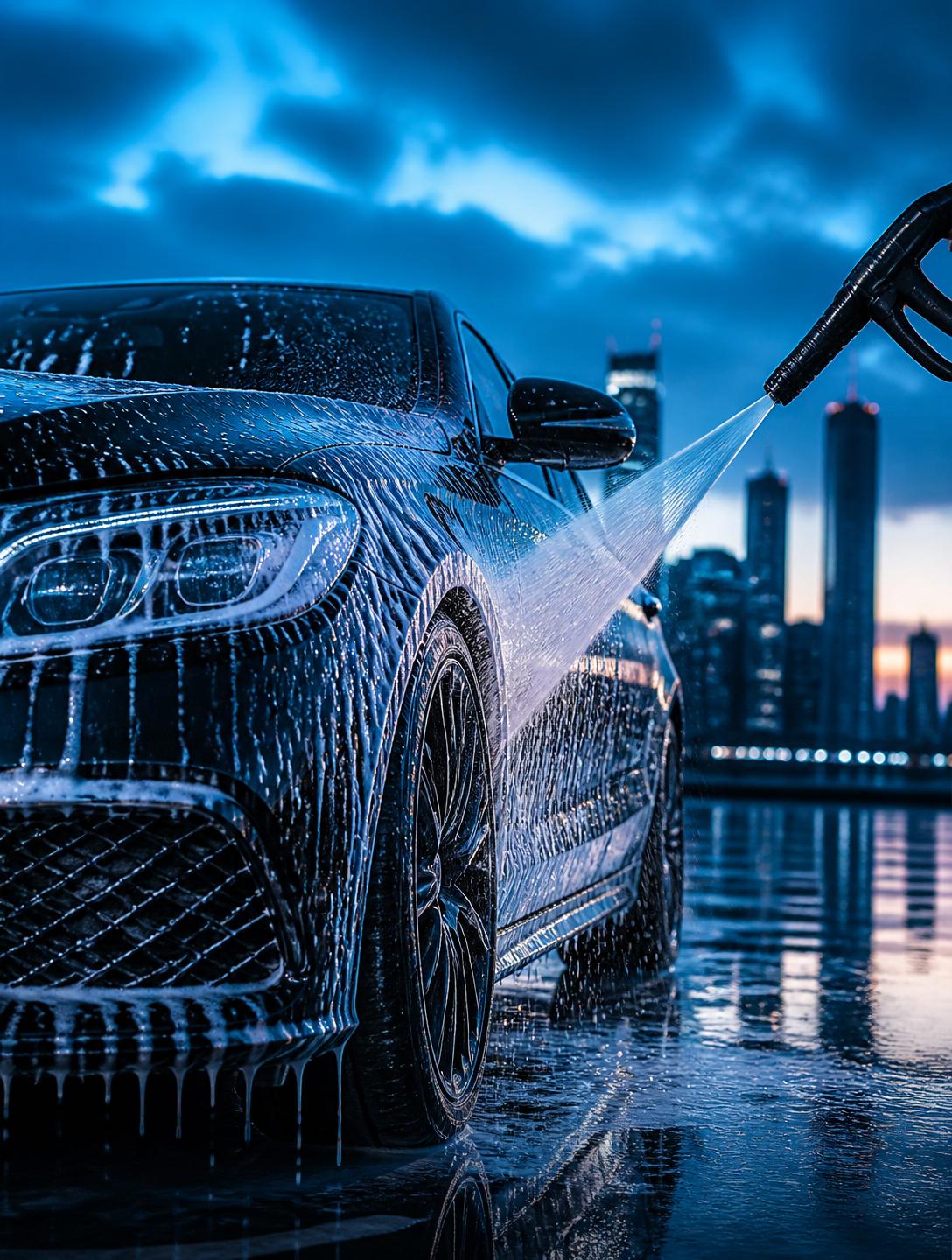 Premium mobile car wash and detailing in action
